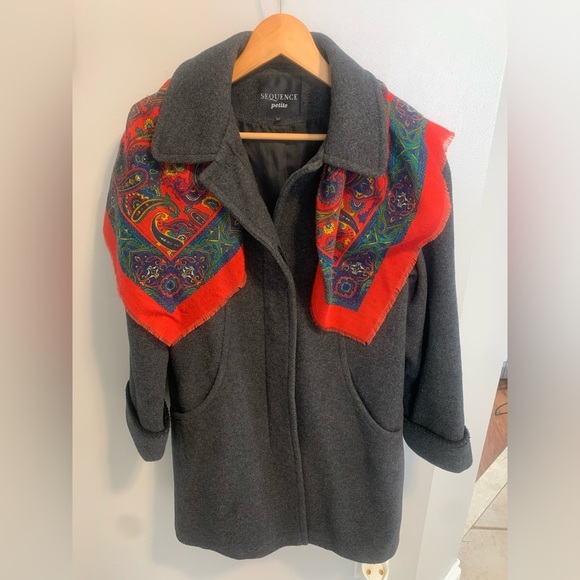 Vintage SEQUENCE Petite Gray Wool Blend Coat Jacket 6P Made in Romania - Picture 8 of 12